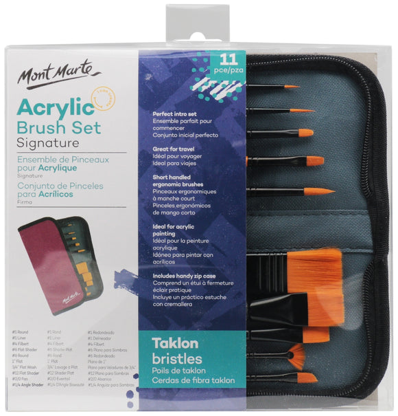 Taklon Brush Set in Wallet 11pce - Acrylic