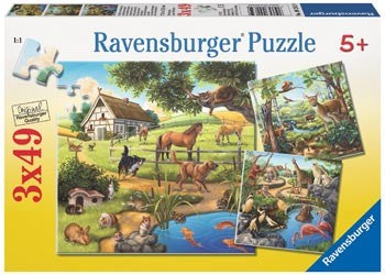 RBURG - FOREST ZOO & PETS PUZZLE 3X49PC