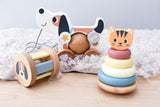 3 IN 1 BABY COMFORTER RATTLE GIFT SET - CAT & PUPPY DOG