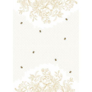 BEE TEA TOWEL - GOLD FLOWER