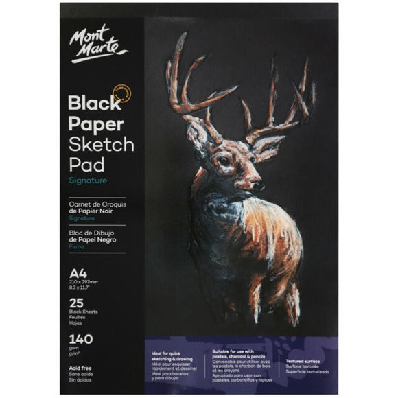 Black Paper Sketch Pad 25 sheet 140gsm A4
