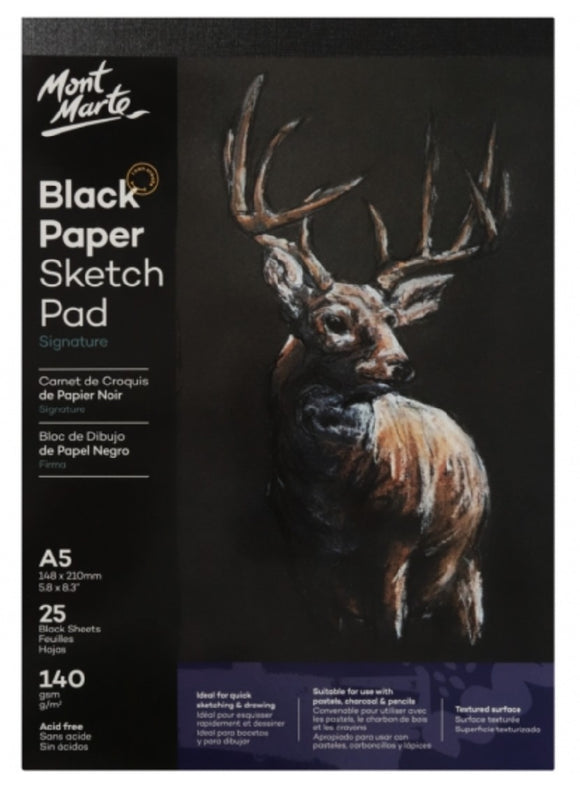 Black Paper Sketch Pad 25 sheet 140gsm A5