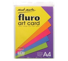 Fluro Art Card Pack 5 cols 230gsm 30pce A4