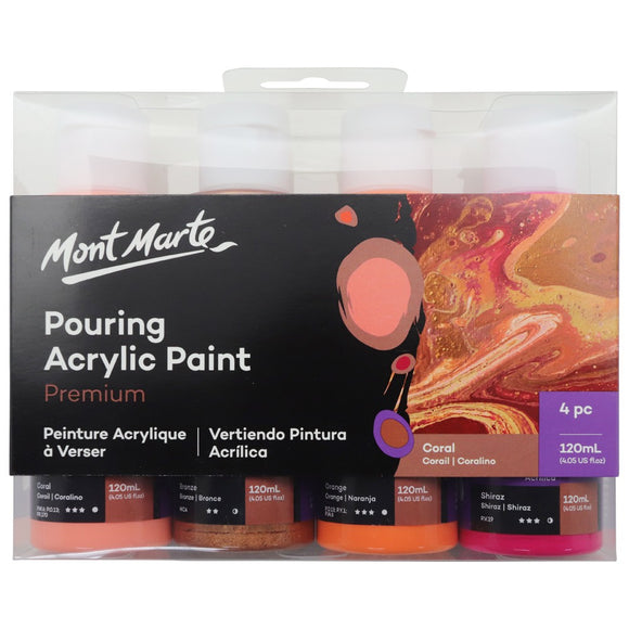 Pouring Acrylic 120ml 4pc - Coral
