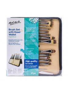 Artist Brush Set w/ Easel Wallet 17pc
