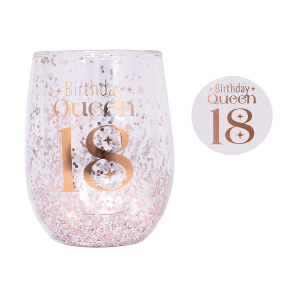 CELEBRATION 18TH GLITTER STEMLESS GLASS