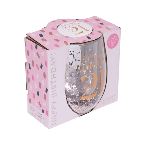 CELEBRATION 21ST GLITTER STEMLESS GLASS