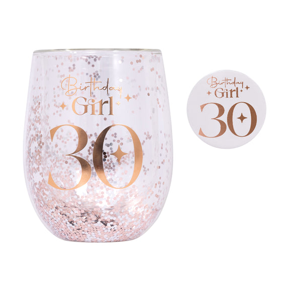 CELEBRATION 30TH GLITTER STEMLESS GLASS
