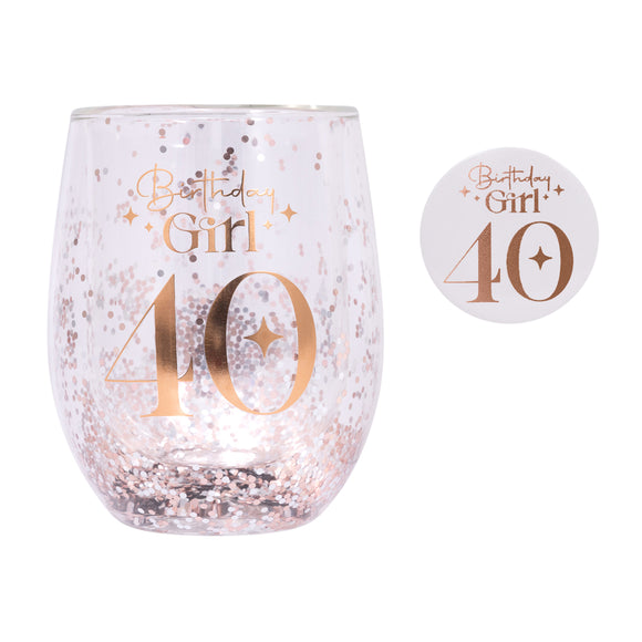 CELEBRATION 40TH GLITTER STEMLESS GLASS