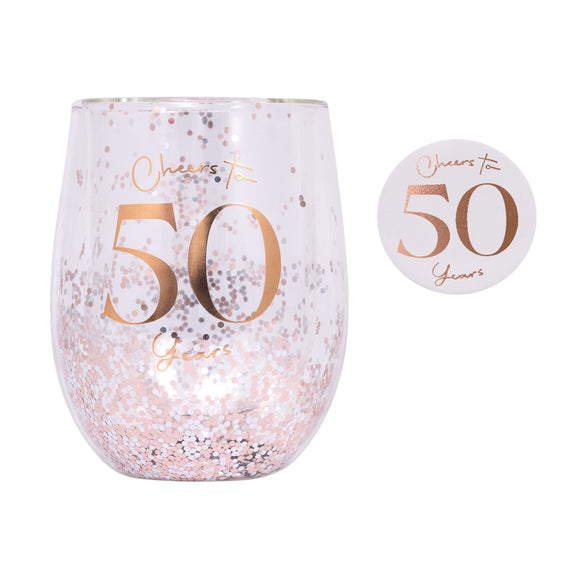 CELEBRATION 50TH GLITTER STEMLESS GLASS