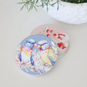 NATIVE BLOOMS LORIKEETS CERAMIC COASTER