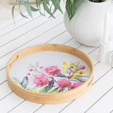 NATIVE BLOOMS ROUND SERVING TRAY