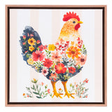 COTTAGE GROVE PINK HEN FRAMED CANVAS 44X44