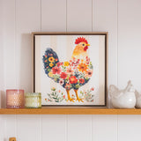 COTTAGE GROVE PINK HEN FRAMED CANVAS 44X44