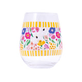 BILLIE YELLOW STRIPE STEMLESS WINE GLASS