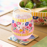 BILLIE YELLOW STRIPE STEMLESS WINE GLASS