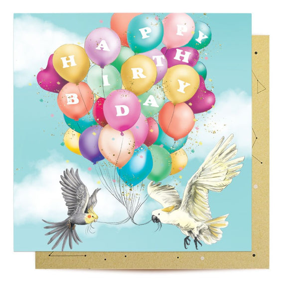 GREETING CARD - BIRD BIRTHDAY BALLOONS
