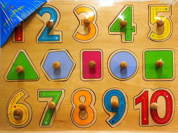 WOODEN PUZZLE NUMBERS AND SHAPES