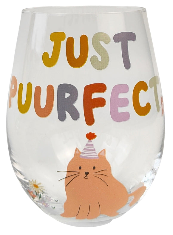 PERFECT PETS JUST PUURFECT CAT WINE GLASS