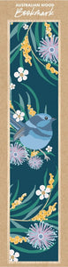 CW WOODEN BOOKMARK - BLUE WREN ON NAVY BLUE