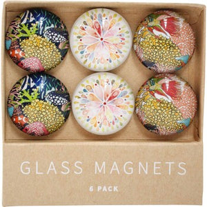 GLASS MAGNETS S/6 GUMFLOWER