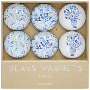 GLASS MAGNETS SET 6 FRENCH BLUE