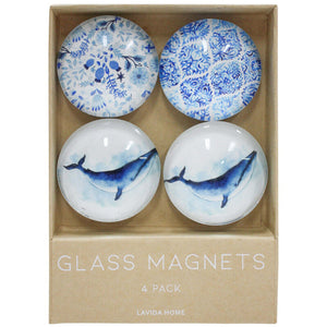 GLASS LRG MAGNETS WHALE SET 4